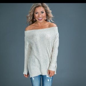 Cuddle Up Buttercup Off Shoulder Sweater